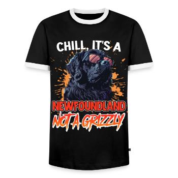 Neufundländer BLEIB COOL KEIN GRIZZLY BÄR Lustiges - Männer Kontrast-T-Shirt - Schwarz/Weiß - Vorne - AI Model Female 172 light (172cm) & AI Model Male 178 light (178cm)