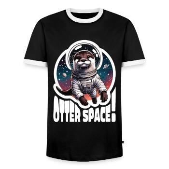 Otter Space Astronaut Space Otter Sea Otter - Men's Ringer Shirt - black/white - Front - AI Model Female 172 light (172cm) & AI Model Male 178 light (178cm)