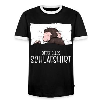 Official Sleep Shirt Monkey Pajamas - Men's Ringer Shirt - black/white - Front - AI Model Female 172 light (172cm) & AI Model Male 178 light (178cm)
