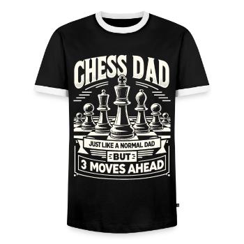 Schachspieler Schach Papa Vater Chess Dad - Männer Kontrast-T-Shirt - Schwarz/Weiß - Vorne - AI Model Female 172 light (172cm) & AI Model Male 178 light (178cm)