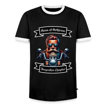 Sons of Arthrose - Ibuprofen Chapter - Männer Kontrast-T-Shirt - Schwarz/Weiß - Vorne - AI Model Female 172 light (172cm) & AI Model Male 178 light (178cm)