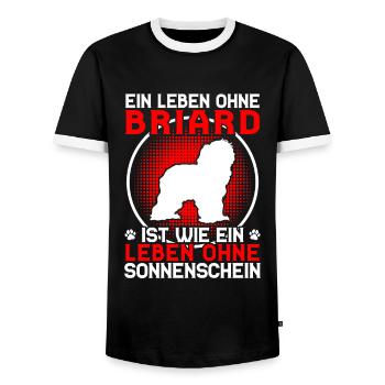 Life without Briard Berger de Brie Briard - Men's Ringer Shirt - black/white - Front - AI Model Female 172 light (172cm) & AI Model Male 178 light (178cm)