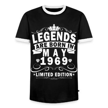 Millésime Mai 1969 Mai 1969 Millésime Mai 1969 - T-shirt contrasté Homme - noir/blanc - Devant - AI Model Female 172 light (172cm) & AI Model Male 178 light (178cm)