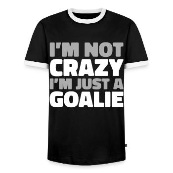 Eishockey Torwart - Männer Kontrast-T-Shirt - Schwarz/Weiß - Vorne - AI Model Female 172 light (172cm) & AI Model Male 178 light (178cm)