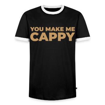 Capybara Capybara Don't Worry Be Cappy - Men's Ringer Shirt - black/white - Front - AI Model Female 172 light (172cm) & AI Model Male 178 light (178cm)