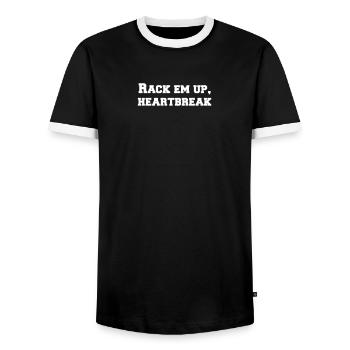 Billiards - Rack em up, heartbreak - Men's Ringer Shirt - black/white - Front - AI Model Female 172 light (172cm) & AI Model Male 178 light (178cm)