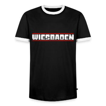 Wiesbaden - Männer Kontrast-T-Shirt - Schwarz/Weiß - Vorne - AI Model Female 172 light (172cm) & AI Model Male 178 light (178cm)