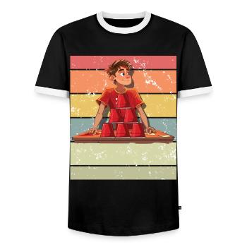 Empilage de gobelets Speed Stacker - T-shirt contrasté Homme - noir/blanc - Devant - AI Model Female 172 light (172cm) & AI Model Male 178 light (178cm)