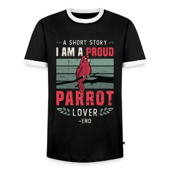 Parrot Lover A Short Story I Am A Proud Bird Lover - Männer Kontrast-T-Shirt - Schwarz/Weiß - Vorne - AI Model Female 172 light (172cm) & AI Model Male 178 light (178cm)