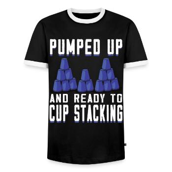 Stapeln Von Bechern Speed Stacker - Männer Kontrast-T-Shirt - Schwarz/Weiß - Vorne - AI Model Female 172 light (172cm) & AI Model Male 178 light (178cm)