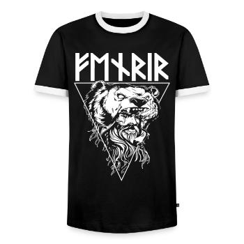 Viking Tshirt Viking Valhalla Valhalla God Odin - Men's Ringer Shirt - black/white - Front - AI Model Female 172 light (172cm) & AI Model Male 178 light (178cm)