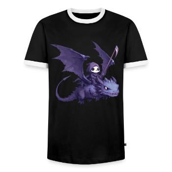Dragon Halloween Dragon Kids - Men's Ringer Shirt - black/white - Front - AI Model Female 172 light (172cm) & AI Model Male 178 light (178cm)