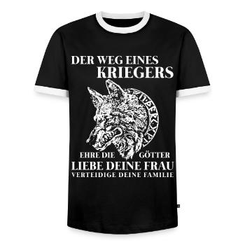 Viking Tshirt Viking Valhalla Valhalla God Odin - Men's Ringer Shirt - black/white - Front - AI Model Female 172 light (172cm) & AI Model Male 178 light (178cm)