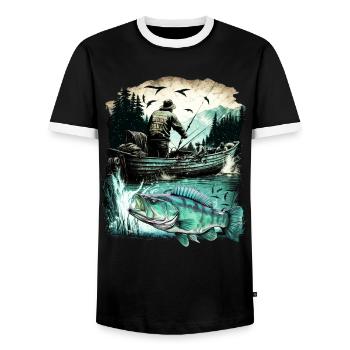 Poisson bar - T-shirt contrasté Homme - noir/blanc - Devant - AI Model Female 172 light (172cm) & AI Model Male 178 light (178cm)