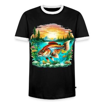 Poisson bar - T-shirt contrasté Homme - noir/blanc - Devant - AI Model Female 172 light (172cm) & AI Model Male 178 light (178cm)