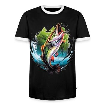 Barsch-Fisch - Männer Kontrast-T-Shirt - Schwarz/Weiß - Vorne - AI Model Female 172 light (172cm) & AI Model Male 178 light (178cm)