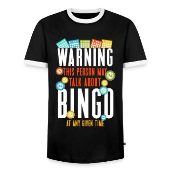 Joueur de bingo avertissant cette personne - T-shirt contrasté Homme - noir/blanc - Devant - AI Model Female 172 light (172cm) & AI Model Male 178 light (178cm)