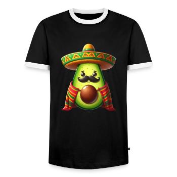 Cinco de Mayo Moustache à l’avocat - T-shirt contrasté Homme - noir/blanc - Devant - AI Model Female 172 light (172cm) & AI Model Male 178 light (178cm)