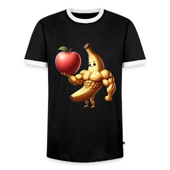 Muskelbanane mit Monsterapfe - Männer Kontrast-T-Shirt - Schwarz/Weiß - Vorne - AI Model Female 172 light (172cm) & AI Model Male 178 light (178cm)