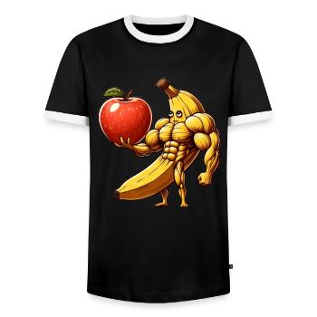 Muskelbanane mit Monsterapfe - Männer Kontrast-T-Shirt - Schwarz/Weiß - Vorne - AI Model Female 172 light (172cm) & AI Model Male 178 light (178cm)