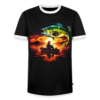 Barsch-Fisch - Männer Kontrast-T-Shirt - Schwarz/Weiß - Vorne - AI Model Female 172 light (172cm) & AI Model Male 178 light (178cm)