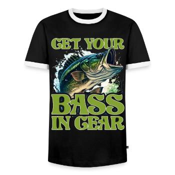 Mettez votre basse en vitesse - T-shirt contrasté Homme - noir/blanc - Devant - AI Model Female 172 light (172cm) & AI Model Male 178 light (178cm)