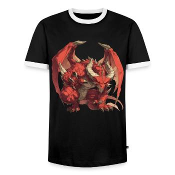 Dragon Devil Halloween Dragon Kids - Men's Ringer Shirt - black/white - Front - AI Model Female 172 light (172cm) & AI Model Male 178 light (178cm)