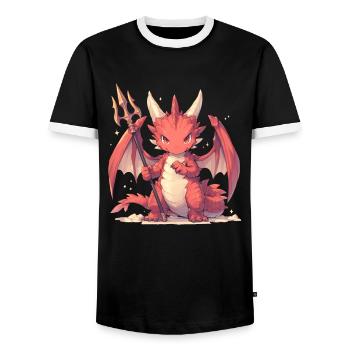 Dragon Devil Halloween Dragon Kids - Men's Ringer Shirt - black/white - Front - AI Model Female 172 light (172cm) & AI Model Male 178 light (178cm)