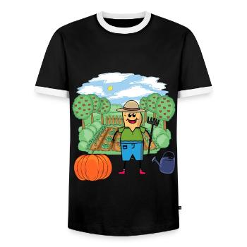 Jardinier Arachide Légumes Citrouille Octobre - T-shirt contrasté Homme - noir/blanc - Devant - AI Model Female 172 light (172cm) & AI Model Male 178 light (178cm)