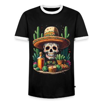 Tequila Drink Skull Cinco De Mayo Mexiko Feiern - Männer Kontrast-T-Shirt - Schwarz/Weiß - Vorne - AI Model Female 172 light (172cm) & AI Model Male 178 light (178cm)