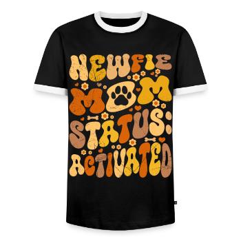 NEWFIE MOM STATUS ACTIVATED Neufundländer Mama - Männer Kontrast-T-Shirt - Schwarz/Weiß - Vorne - AI Model Female 172 light (172cm) & AI Model Male 178 light (178cm)