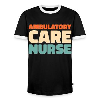 Krankenschwester Infirmière en soins ambulatoires - T-shirt contrasté Homme - noir/blanc - Devant - AI Model Female 172 light (172cm) & AI Model Male 178 light (178cm)