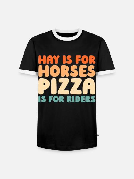 Pferd Reitsport Pizza - Männer Kontrast-T-Shirt - Schwarz/Weiß