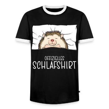 Offizielles Schlafshirt Igel Schlafanzug - Männer Kontrast-T-Shirt - Schwarz/Weiß - Vorne - AI Model Female 172 light (172cm) & AI Model Male 178 light (178cm)