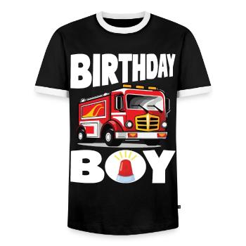 Garçon D’anniversaire Pompier Garçon D’anniversaire - T-shirt contrasté Homme - noir/blanc - Devant - AI Model Female 172 light (172cm) & AI Model Male 178 light (178cm)