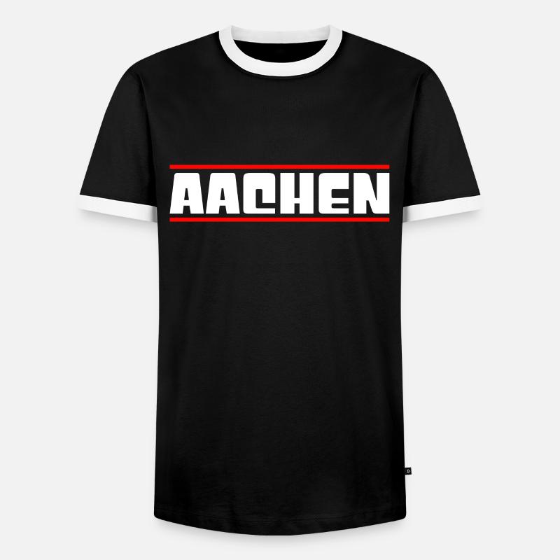 Aachen - Männer Kontrast-T-Shirt - Schwarz/Weiß