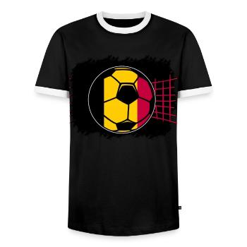 Belgium Belgique Belgie Belgium Brussels Football - Men's Ringer Shirt - black/white - Front - AI Model Female 172 light (172cm) & AI Model Male 178 light (178cm)