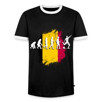 Belgium Belgique Belgie Belgium Brussels Football - Men's Ringer Shirt - black/white - Front - AI Model Female 172 light (172cm) & AI Model Male 178 light (178cm)