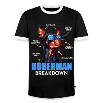 DOBERMAN BREAKDOWN Doberman Besitzer Lustiges - Männer Kontrast-T-Shirt - Schwarz/Weiß - Vorne - AI Model Female 172 light (172cm) & AI Model Male 178 light (178cm)