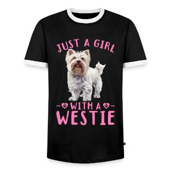 Westie West Highland White Terrier Dog Breed - Männer Kontrast-T-Shirt - Schwarz/Weiß - Vorne - AI Model Female 172 light (172cm) & AI Model Male 178 light (178cm)