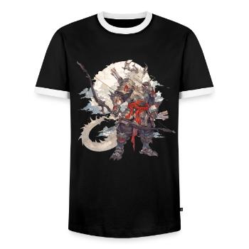 Drache als Amor Valentinstag Drache - Männer Kontrast-T-Shirt - Schwarz/Weiß - Vorne - AI Model Female 172 light (172cm) & AI Model Male 178 light (178cm)