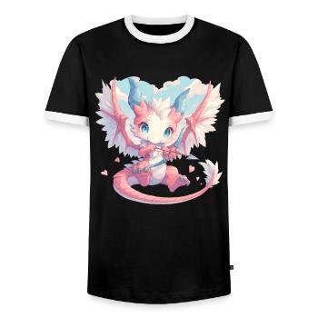 Drache als Amor Valentinstag Drache - Männer Kontrast-T-Shirt - Schwarz/Weiß - Vorne - AI Model Female 172 light (172cm) & AI Model Male 178 light (178cm)