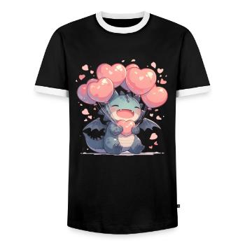 Drache Ballons Valentinstag Drache Kinder - Männer Kontrast-T-Shirt - Schwarz/Weiß - Vorne - AI Model Female 172 light (172cm) & AI Model Male 178 light (178cm)