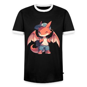 Dragon School Kid Valentinstag Drache - Männer Kontrast-T-Shirt - Schwarz/Weiß - Vorne - AI Model Female 172 light (172cm) & AI Model Male 178 light (178cm)