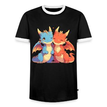 Baby Dragon Dragon Children - Men's Ringer Shirt - black/white - Front - AI Model Female 172 light (172cm) & AI Model Male 178 light (178cm)