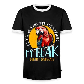 Macaw Bird I Try To Be A Nice Bird But Ornithology - Männer Kontrast-T-Shirt - Schwarz/Weiß - Vorne - AI Model Female 172 light (172cm) & AI Model Male 178 light (178cm)