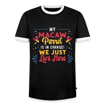 Mon perroquet ara est en charge perroquet ornithologue - T-shirt contrasté Homme - noir/blanc - Devant - AI Model Female 172 light (172cm) & AI Model Male 178 light (178cm)