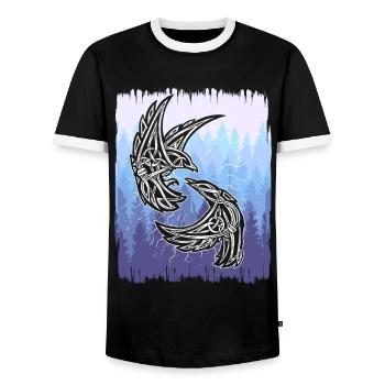 Schamane Keltische Vögel Natur Vogel Wald - Männer Kontrast-T-Shirt - Schwarz/Weiß - Vorne - AI Model Female 172 light (172cm) & AI Model Male 178 light (178cm)