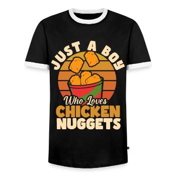 Chicken Nuggets Funny Fast Food Nugget Lover - Men's Ringer Shirt - black/white - Front - AI Model Female 172 light (172cm) & AI Model Male 178 light (178cm)