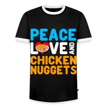 Chicken Nuggets Funny Fast Food Nugget Lover - Men's Ringer Shirt - black/white - Front - AI Model Female 172 light (172cm) & AI Model Male 178 light (178cm)